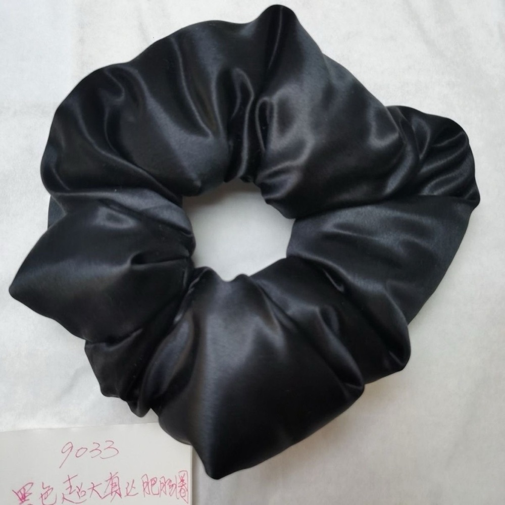 Black Satin Hair Scrunchie - Classic Women Accessory